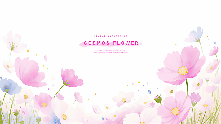 PSD 꽃잎 분홍색 일러스트 수채화 사람없음 꽃봉오리 코스모스 카피스페이스 국내일러스트 꽃 컬러 공백 파일형식
