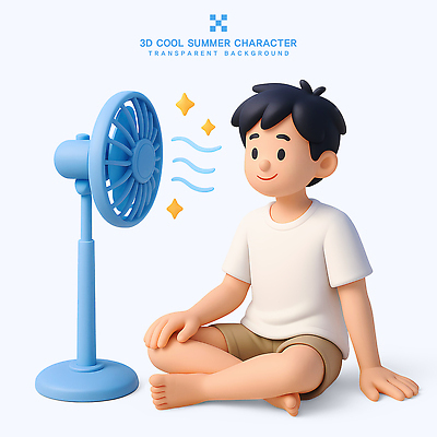 전신 PSD 편집이미지 남자 어린이 바람 3D캐릭터 한명 미소 소년 여름 반짝임 3D 선풍기 시원함 가부좌 날씨캐릭터 손짚기 소년한명만 편집3D 자연요소 캐릭터 1 계절 모션 날씨 표정 사람 앉기 손짓 가전제품 디지털합성 남자한명만 소년만 파일형식