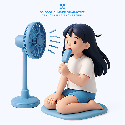 전신 PSD 편집이미지 여자 어린이 하늘색 바람 아이스크림 3D캐릭터 방석 한명 들기 앉기 소녀 여름 3D 선풍기 시원함 날씨캐릭터 소녀한명만 편집3D 자연요소 캐릭터 1 계절 모션 날씨 디저트 사람 파란색 가전제품 디지털합성 여자한명만 소녀만 파일형식