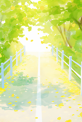 JPG 나무 일러스트 나뭇잎 수채화 사람없음 연두색 울타리 햇빛 여름풍경 숲속 그늘 시원함 가로수 국내일러스트 AI일러스트 AI콘텐츠 식물 잎 풍경 초록색 담장 태양 숲 파일형식 여름_계절
