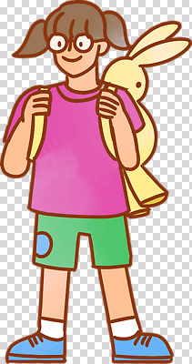 전신 편집이미지 여자 어린이 배낭 한명 미소 누끼 소녀 잡기 토끼인형 PNG 소녀한명만 안경낌 1 안경 인형 가방 모션 표정 사람 토끼 여자한명만 소녀만 파일형식