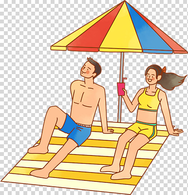 전신 편집이미지 여자 남자 수영복 미소 들기 누끼 앉기 성인 두명 파라솔 돗자리 PNG 음료수컵 손짚기 성인만 옷 모션 표정 사람 손짓 컵 파일형식