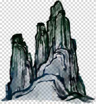 편집이미지 바위산 산 수묵화 누끼 사람없음 바위 암벽 한국화 PNG 미술 돌_바위 돌산 동양화 파일형식