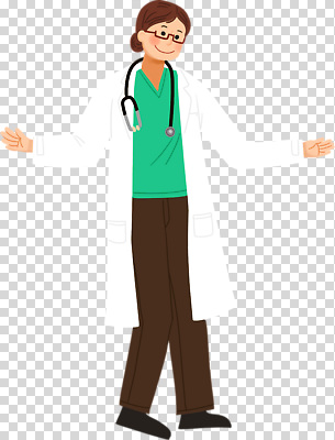 1 안경 의료기기 모션 사람 의료진 파일형식 안경낌 팔벌리기 청진기 의사 여자 전신 한명 편집이미지 PNG 누끼