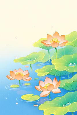 JPG 꽃잎 일러스트 연꽃 사람없음 빛 물방울 수면 연잎 꽃봉오리 국내일러스트 AI일러스트 AI콘텐츠 꽃 잎 물 파일형식