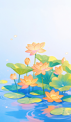 JPG 꽃잎 물결 일러스트 연꽃 사람없음 빛 수면 연잎 꽃봉오리 국내일러스트 AI일러스트 AI콘텐츠 꽃 잎 물 파일형식