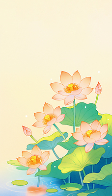 JPG 일러스트 연꽃 사람없음 빛 수면 연잎 꽃봉오리 국내일러스트 AI일러스트 AI콘텐츠 꽃 잎 물 파일형식