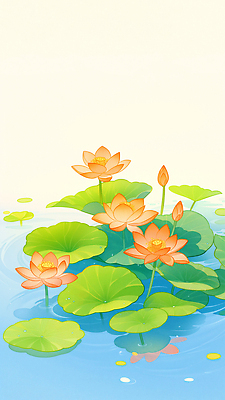 JPG 물결 일러스트 연꽃 사람없음 반사 수면 연잎 꽃봉오리 국내일러스트 AI일러스트 AI콘텐츠 꽃 잎 물 파일형식