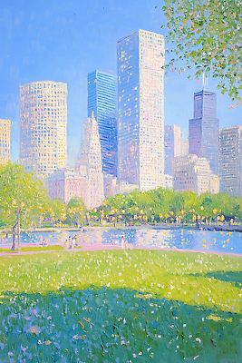 JPG 전신 나무 공원 가로등 일러스트 하늘 그림자 사람 빌딩 잔디 초원 여러명 연두색 여름풍경 연못 도심 군중 유화 국내일러스트 AI일러스트 AI콘텐츠 식물 공공시설 다수 미술 풍경 건물 초록색 도시 파일형식 여름_계절