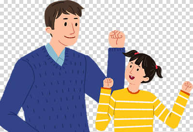 편집이미지 여자 남자 어린이 미소 누끼 소녀 상반신 성인 두명 손들기 마주보기 파이팅 PNG 부녀 딸 가족 모션 표정 사람 아빠 파일형식
