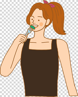 편집이미지 여자 포크 한명 들기 누끼 상반신 성인 민소매 샐러드 먹기 PNG 성인여자한명만 1 식기 음식 상의 모션 사람 여자한명만 성인여자만 파일형식