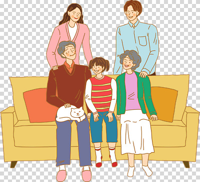 전신 편집이미지 여자 노년 남자 어린이 쿠션 대가족 웃음 누끼 앉기 소녀 여러명 성인 소파 고양이 PNG 어깨에손 다수 의자 포유류 가족 모션 표정 사람 반려동물 파일형식