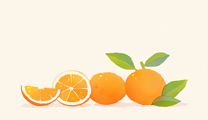 JPG 잎 오렌지 일러스트 단면 사람없음 여름 주황색 상큼 과일조각 국내일러스트 AI일러스트 AI콘텐츠 식물 계절 컬러 조각 과일 파일형식