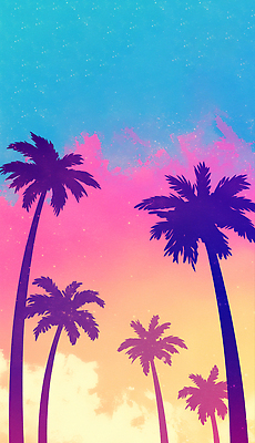 JPG 구름 일러스트 하늘 사람없음 컬러풀 야자수 노을 여름풍경 낭만 휴양지 감성 국내일러스트 AI일러스트 AI콘텐츠 자연요소 나무 컬러 컨셉 풍경 장소 파일형식 여름_계절