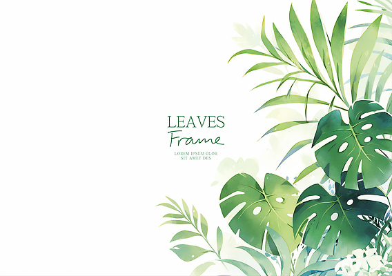 PSD 일러스트 수채화 사람없음 초록색 여름 몬스테라 카피스페이스 트로피컬아트 국내일러스트 식물 계절 컬러 공백 그림 파일형식