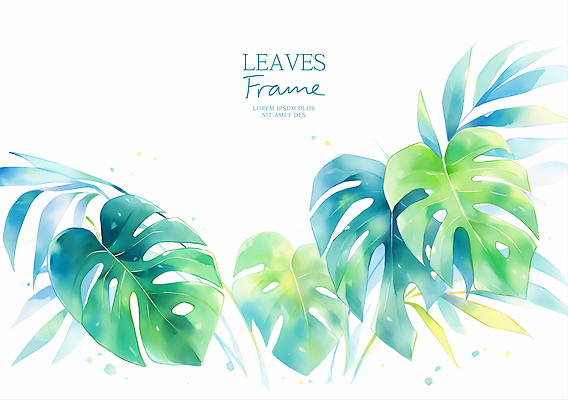 PSD 일러스트 수채화 사람없음 초록색 여름 몬스테라 카피스페이스 트로피컬아트 국내일러스트 식물 계절 컬러 공백 그림 파일형식