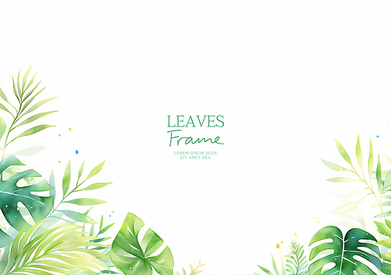 PSD 일러스트 수채화 프레임 사람없음 초록색 여름 몬스테라 카피스페이스 트로피컬아트 국내일러스트 식물 계절 컬러 공백 그림 파일형식