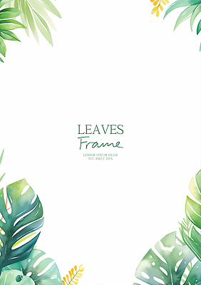 PSD 일러스트 수채화 프레임 사람없음 초록색 여름 몬스테라 카피스페이스 트로피컬아트 국내일러스트 식물 계절 컬러 공백 그림 파일형식