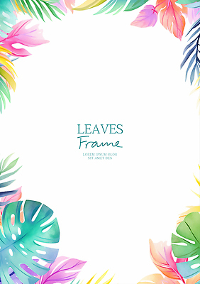 PSD 일러스트 수채화 프레임 사람없음 여름 컬러풀 몬스테라 카피스페이스 트로피컬아트 국내일러스트 식물 계절 컬러 공백 그림 파일형식