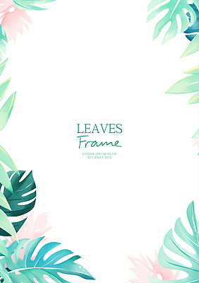 PSD 일러스트 수채화 프레임 사람없음 초록색 여름 몬스테라 카피스페이스 트로피컬아트 국내일러스트 식물 계절 컬러 공백 그림 파일형식