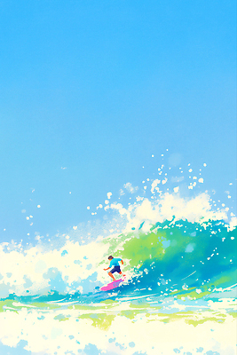 JPG 전신 남자 수영복 일러스트 하늘 한명 성인 파란색 여름풍경 서핑보드 서핑 튀는물 성인남자한명만 국내일러스트 AI일러스트 AI콘텐츠 1 옷 컬러 사람 풍경 수상스포츠 보드_스포츠 액체표현 스플래쉬 남자한명만 성인남자만 파일형식 여름_계절