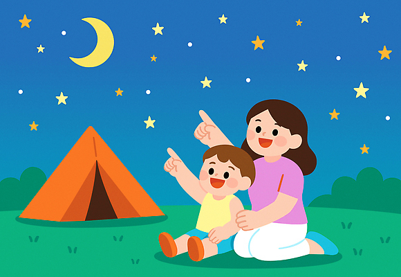 전신 여자 남자 별 어린이 일러스트 밤하늘 아웃도어 텐트 미소 앉기 소년 잔디 성인 두명 캠핑 가리킴 풀 초승달 무릎꿇기 즐거움 국내일러스트 AI파일 자연요소 식물 감정 모션 하늘 레저 표정 캠핑도구 사람 손짓 달 야간 파일형식 벡터