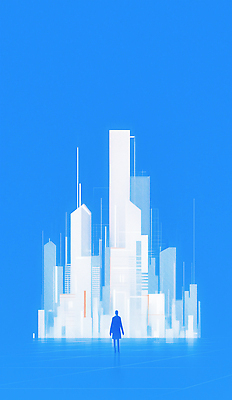 JPG 전신 실루엣 백그라운드 한명 사람 건물 파란색 디지털 도시 가상공간 AI컴퓨터그래픽 AI콘텐츠 1 건축물 컬러 촬영기법 파일형식