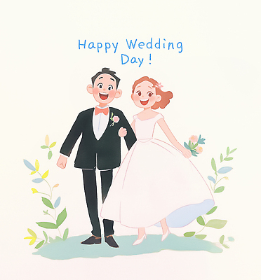 JPG 전신 여자 남자 꽃 행복 신부 웨딩드레스 신랑 잎 일러스트 결혼식 수채화 사랑 미소 들기 턱시도 성인 두명 팔짱 성인만 국내일러스트 AI일러스트 AI콘텐츠 식물 드레스 감정 결혼 모션 표정 사람 정장 파일형식