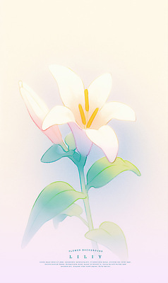 PSD 일러스트 여름꽃 수채화 사람없음 빛 백합 꽃봉오리 연분홍색 파스텔톤 국내일러스트 꽃 분홍색 컬러 파일형식 여름_계절