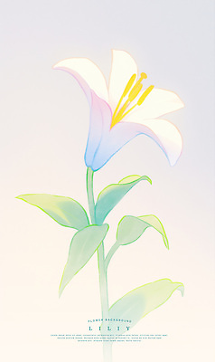 PSD 일러스트 여름꽃 수채화 사람없음 빛 백합 연분홍색 파스텔톤 국내일러스트 꽃 분홍색 컬러 파일형식 여름_계절