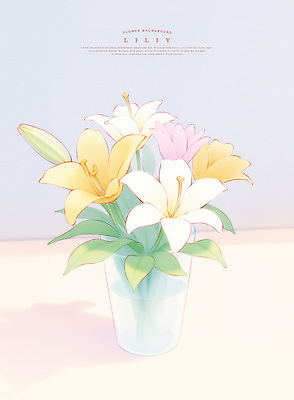 PSD 일러스트 여름꽃 수채화 그림자 사람없음 빛 백합 꽃봉오리 연보라색 파스텔톤 국내일러스트 꽃 컬러 보라색 파일형식 여름_계절