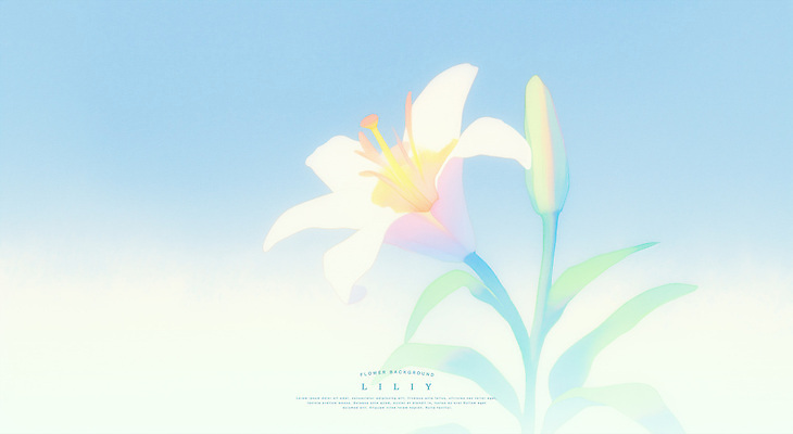PSD 하늘색 일러스트 여름꽃 수채화 사람없음 빛 백합 꽃봉오리 파스텔톤 국내일러스트 꽃 컬러 파란색 파일형식 여름_계절