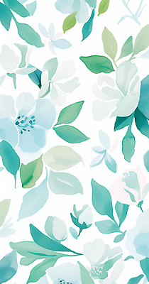 JPG 백그라운드 잎 꽃무늬 패턴 일러스트 수채화 사람없음 청록색 국내일러스트 AI일러스트 AI콘텐츠 식물 꽃 컬러 무늬 파일형식