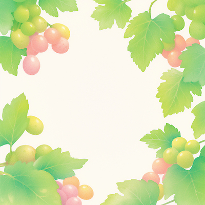 JPG 일러스트 수채화 프레임 사람없음 연두색 포도잎 카피스페이스 망고포도 국내일러스트 AI일러스트 AI콘텐츠 잎 포도 초록색 공백 청포도 파일형식