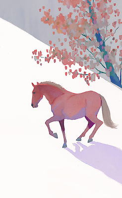 JPG 일러스트 단풍나무 수채화 그림자 사람없음 빨간색 걷기 나뭇가지 말띠 국내일러스트 병오년 붉은말 AI일러스트 AI콘텐츠 나무 컬러 단풍 모션 십이지신 말_동물 파일형식 2026년