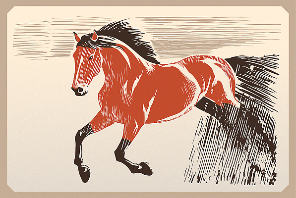 일러스트 사람없음 달리기 갈색 말띠 판화 국내일러스트 병오년 붉은말 AI파일 컬러 모션 미술 십이지신 말_동물 파일형식 벡터 2026년