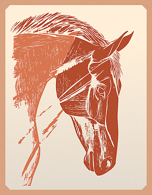 일러스트 사람없음 갈색 말띠 판화 국내일러스트 병오년 붉은말 AI파일 컬러 미술 십이지신 말_동물 파일형식 벡터 2026년