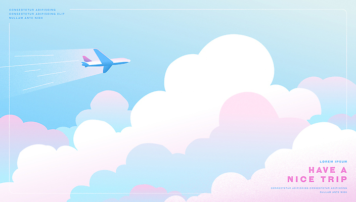 구름 해외여행 하늘색 일러스트 하늘 비행기 사람없음 국내일러스트 AI파일 자연요소 해외 여행 항공교통 대중교통 파란색 파일형식 벡터
