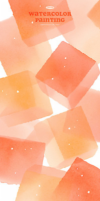 PSD 백그라운드 일러스트 붓터치 수채화 사람없음 주황색 육면체 국내일러스트 도형 컬러 파일형식