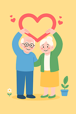 전신 여자 할아버지 노년 남자 꽃 행복 화분 할머니 일러스트 미소 두명 실버라이프 노란색 노부부 하트 손하트 노인만 안경낌 일러캐릭터 AI파일 모양 식물 캐릭터 라이프스타일 부부 감정 안경 컬러 표정 사람 손짓 성인 성인만 파일형식 벡터