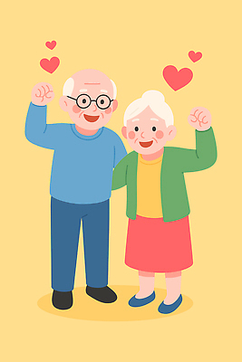 전신 여자 할아버지 노년 남자 행복 할머니 일러스트 미소 두명 실버라이프 노란색 손들기 노부부 파이팅 하트 노인만 안경낌 일러캐릭터 AI파일 모양 캐릭터 라이프스타일 부부 감정 안경 컬러 모션 표정 사람 성인 성인만 파일형식 벡터