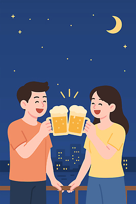 부부 여자 남자 행복 데이트 일러스트 난간 맥주 미소 들기 성인 두명 건물 여름휴가 반짝임 강 잡기 도시 초승달 즐거움 건배 맥주잔 여름밤 성인만 국내일러스트 AI파일 건축물 커플 감정 술잔 모션 휴가 주류 표정 사람 여름 달 야간 파일형식 벡터 여름_계절