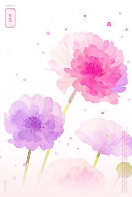 PSD 꽃잎 일러스트 여름꽃 수채화 사람없음 정원 번짐 그라데이션 국내일러스트 꽃 파일형식 효과 여름_계절