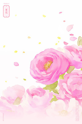 PSD 꽃잎 분홍색 일러스트 여름꽃 수채화 사람없음 정원 번짐 그라데이션 작약 국내일러스트 꽃 컬러 파일형식 효과 여름_계절