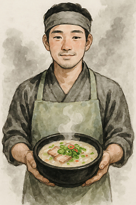 JPG 남자 일러스트 수채화 한명 미소 들기 상반신 청년 성인 앞치마 머리띠 뚝배기 돼지국밥 청년남자한명만 국내일러스트 AI일러스트 AI콘텐츠 1 장신구 모션 표정 사람 국밥 남자한명만 청년남자만 파일형식