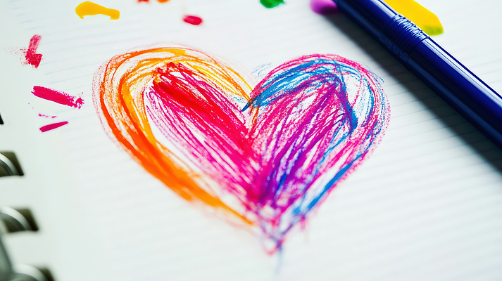 JPG 편집이미지 색연필 사람없음 하트 그리기 낙서 그림 편집실사 AI포토 AI콘텐츠 모양 모션 학용품 CG 파일형식