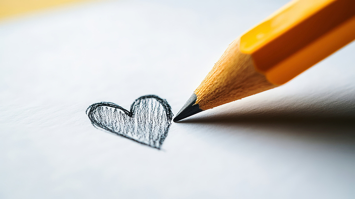 JPG 편집이미지 그림자 사람없음 연필 하트 그리기 낙서 그림 편집실사 AI포토 AI콘텐츠 모양 모션 학용품 필기구 CG 파일형식