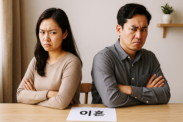 JPG 편집이미지 여자 남자 종이 탁자 상반신 성인 두명 팔짱 분노 짜증 찡그림 부부싸움 불화 이혼 의료성형뷰티 성인만 편집실사 AI인물포토 AI콘텐츠 부부 감정 가구 모션 표정 사람 CG 싸움 파일형식 AI포토