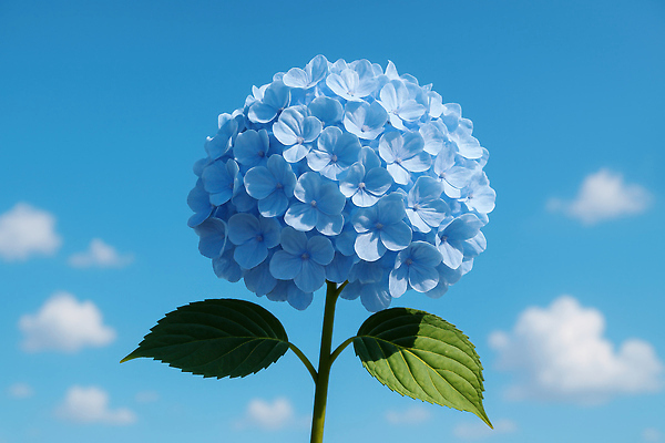 JPG 구름 편집이미지 하늘색 잎 여름꽃 자연 하늘 사람없음 여름풍경 수국 편집실사 AI포토 AI콘텐츠 자연요소 식물 꽃 풍경 파란색 CG 생태계 파일형식 여름_계절