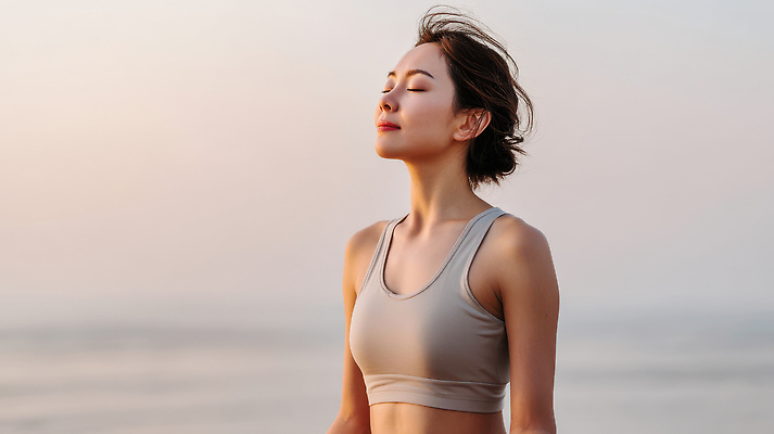 JPG 편집이미지 여자 요가 한명 미소 상반신 성인 해변 운동복 눈감음 의료성형뷰티 성인여자한명만 편집실사 AI인물포토 AI콘텐츠 1 웰빙 옷 바다 모션 표정 사람 CG 여자한명만 성인여자만 파일형식 AI포토